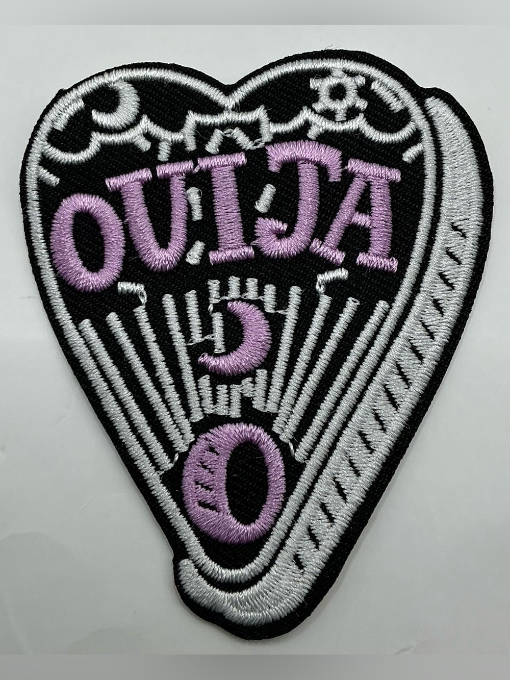 EMBROIDERED IRON OR SEW ON PATCH OUIJA PURPLE BLACK MOON
